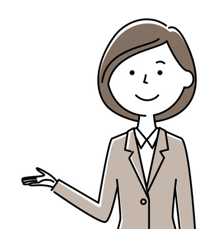 It is an illustration of a woman in a suit to explain.のイラスト素材