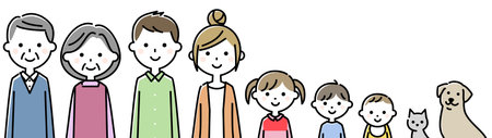 This is an illustration of a happy three-generation family.のイラスト素材
