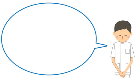 A speech bubble illustration of a surprised male caregiver.のイラスト素材