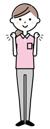 This is an illustration of a nursing staff in a victory pose.のイラスト素材
