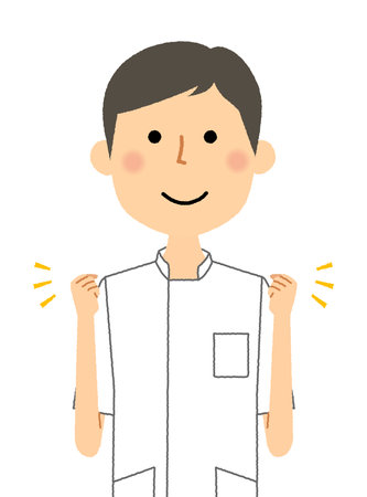 Illustration of a male nurse striking a fighting pose.のイラスト素材