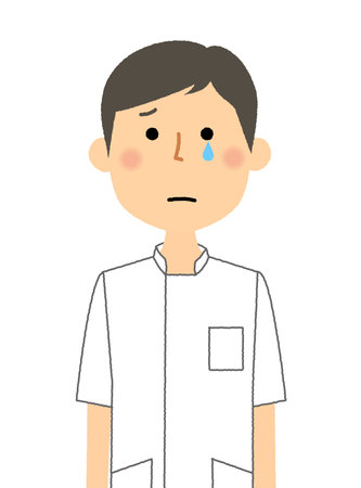 Illustration of a crying nurse.のイラスト素材