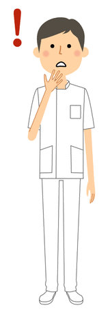 It is an illustration of a surprised nurse.のイラスト素材