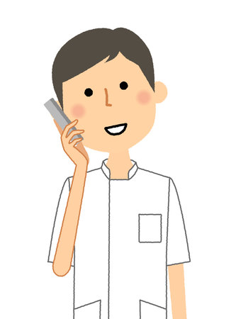 It is an illustration of a nurse who talks by telephone.のイラスト素材