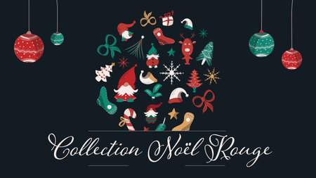 Merry Christmas and Happy New Year greeting card. Vector illustration.のイラスト素材