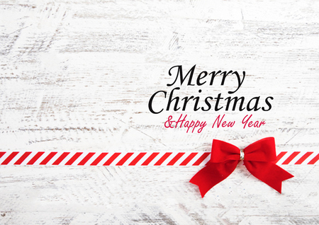 Christmas card with ribbon ornamentの写真素材