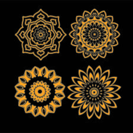 Set Of Mandala design for coloring page, illustration, tattoo, symbol, ornament lace patternの写真素材