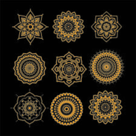 Set Of Mandala design for coloring page, illustration, tattoo, symbol, ornament lace patternの写真素材