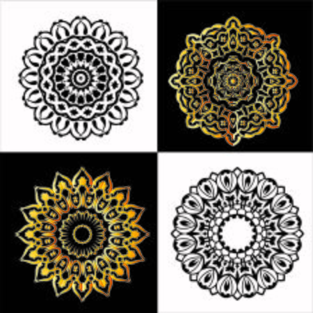 Set Of Mandala design for coloring page, illustration, tattoo, symbol, ornament lace patternの写真素材