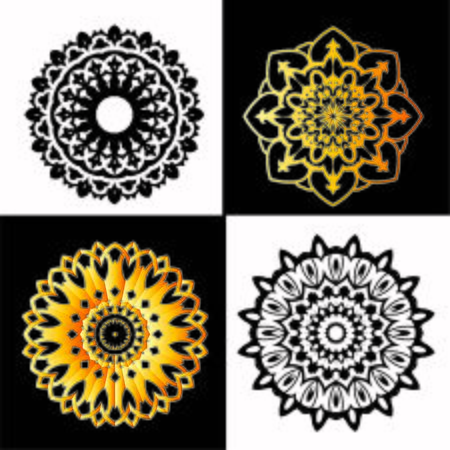 Bundle mandala black and white backgroundの写真素材