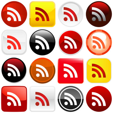 RSS glossy buttons. Vector illustration.  のイラスト素材