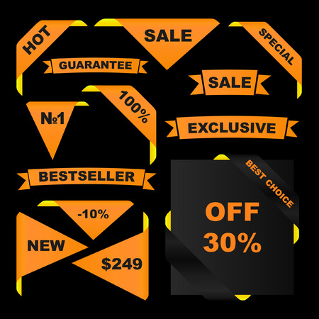 Set of vector corner ribbons for sale  のイラスト素材