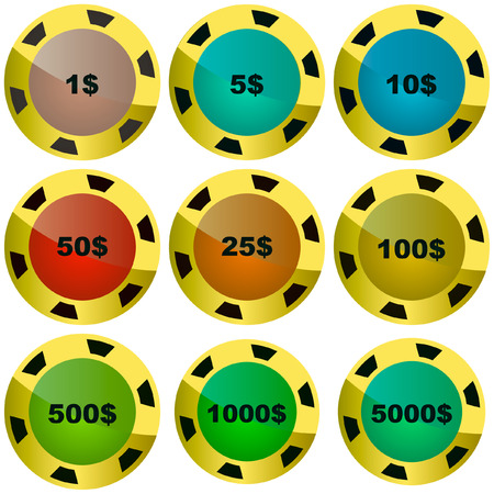 Gambling chips vector set のイラスト素材