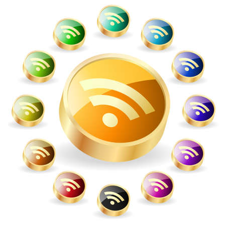 RSS glossy buttons. Vector illustration.  のイラスト素材