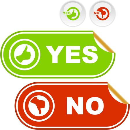 Yes and No sticker. Vector beautiful icon set.   のイラスト素材