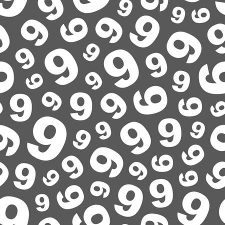 Nine. Seamless pattern with number mix. のイラスト素材