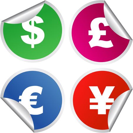 dollar, euro, yen and pound signs. のイラスト素材