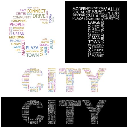 CITY. Word collage. illustration.   のイラスト素材