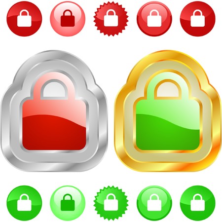 Padlock button set. collection.のイラスト素材
