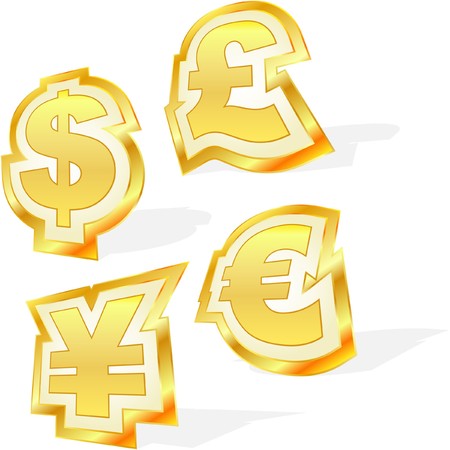 dollar, euro, yen and pound signs.  のイラスト素材