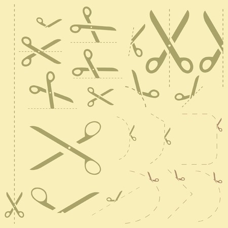 Scissors with cut lines templates to choose from  のイラスト素材