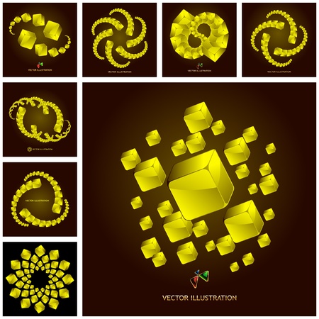 Abstract background with golden boxes    のイラスト素材