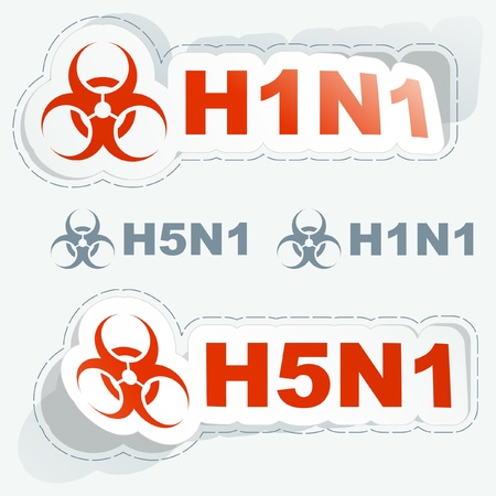 H1N1. H5N1. Warning sticker collection.のイラスト素材