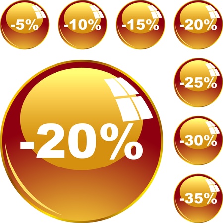 Discount button templates with different percentages  のイラスト素材