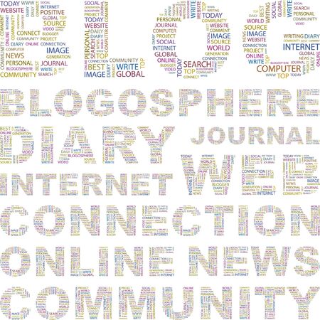 BLOG. Word collage on white background. Vector illustration. Illustration with different association terms.   のイラスト素材