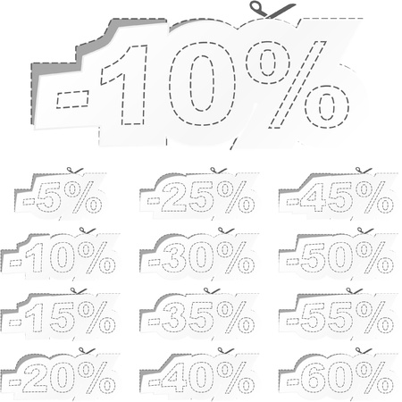 Discount label templates with different percentages  のイラスト素材