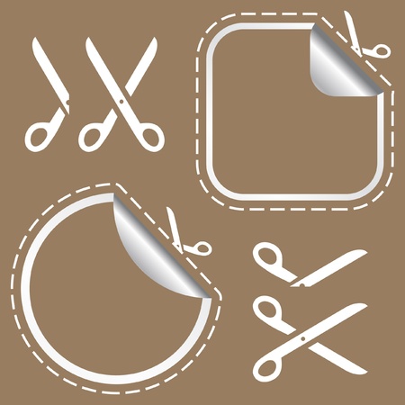 Vector scissors with cut lines templates to choose form  のイラスト素材