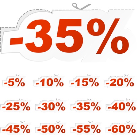 Discount label templates with different percentages  のイラスト素材