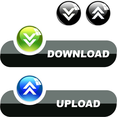 DOWNLOAD and UPLOAD button set.のイラスト素材