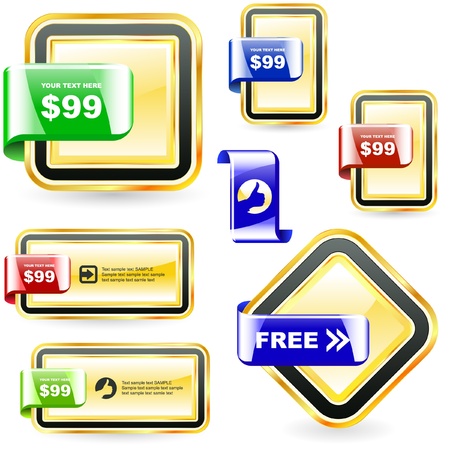 Vector set of sale design elements. Golden set.のイラスト素材