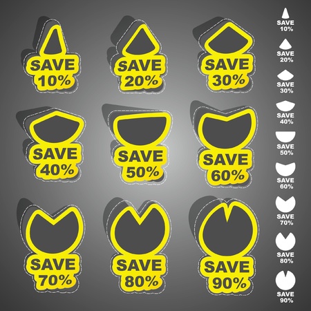 Discount sticker templates with different percentages.のイラスト素材