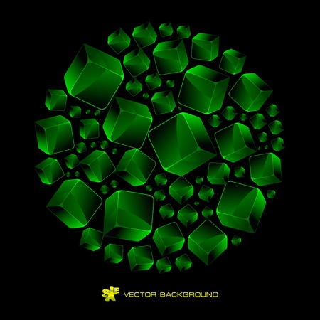 Abstract background with green boxes    のイラスト素材
