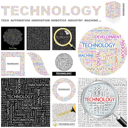 TECHNOLOGY. Word collage. GREAT COLLECTION.のイラスト素材