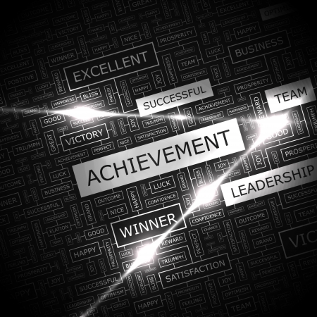 ACHIEVEMENT  Word cloud concept illustration   のイラスト素材