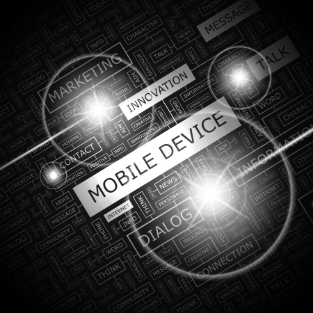 MOBILE DEVICE  Word cloud concept illustration のイラスト素材