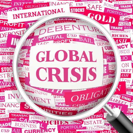 GLOBAL CRISIS  Word cloud concept illustration   のイラスト素材