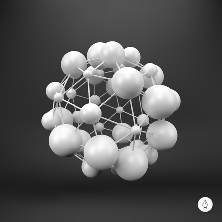 3D Molecule structure background. Graphic design. Vector Illustration. Can be used  for the poster, card, flyer or banner.のイラスト素材