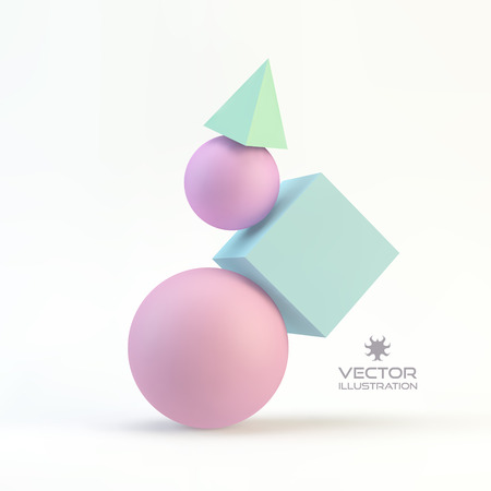 3d geometrical composition. Abstract vector illustration. Can be used  for business concept, education , brochure object.のイラスト素材