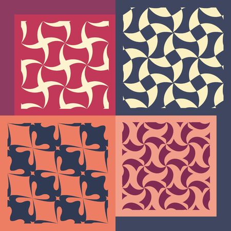Set of four seamless patterns. Vintage geometric ornaments. Can be used for wallpaper, pattern fills, web page background. Vector Illustration.のイラスト素材