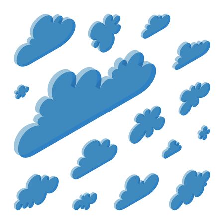 Cloud shapes collection. 3d vector illustration. Can be used ar design element.のイラスト素材