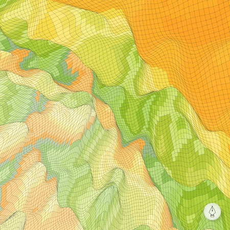 Abstract landscape background. Mosaic. 3d technology vector illustration. Can be used for banner, flyer, book cover and poster.のイラスト素材