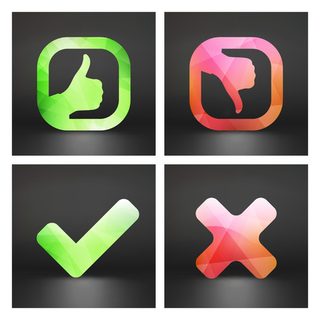 Approved and rejected icons. Vector set. Can be used as design element.のイラスト素材