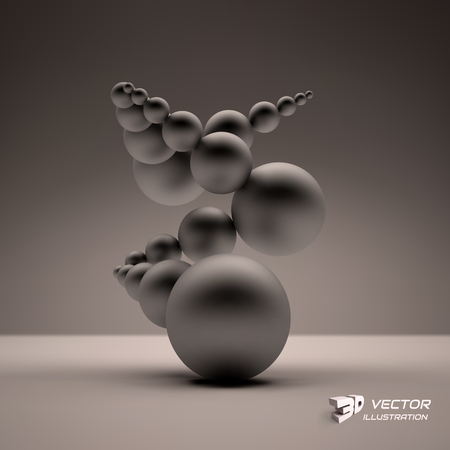 3d abstract spheres composition. Vector illustration. Can be used for presentations and design.のイラスト素材