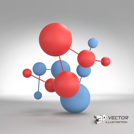 Molecular structure with spheres. 3d vector Illustration. Can be used for marketing, website, presentation.のイラスト素材