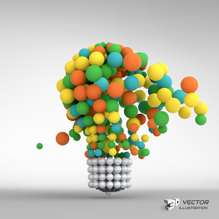 Lightbulb. Idea concept. 3d vector illustration. Can be used for business presentation.のイラスト素材