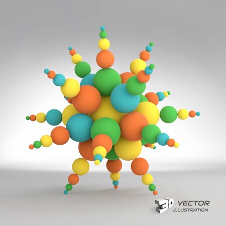 3d abstract spheres composition. Vector illustration. Can be used for presentations and design.のイラスト素材
